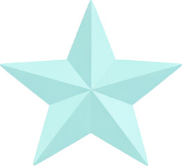 Fototapeta premium Light Blue Three Dimensional Five Pointed Star with Faceted Geometric Shape Design