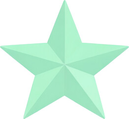 Fototapeta premium Three dimensional mint green geometric star shape with faceted surface and clean modern style