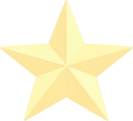 Obraz premium Shiny golden five pointed star with geometric faceted design and soft light yellow color rendering