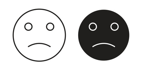 Fototapeta premium Sad icon with editable stroke and flat vector pack