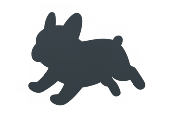 French bulldog puppy running silhouette, pet dog playing, isolated vector graphic element with transparent background