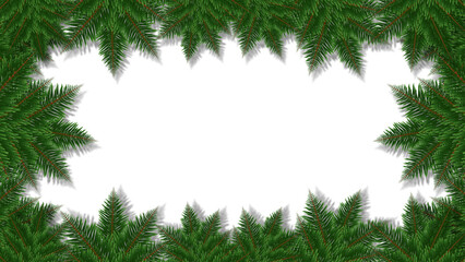 A border of realistic looking fir needles on a plain white background. The simple, clean design is ideal for any winter or Christmas project.