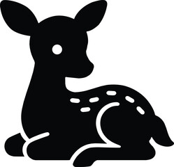 Minimalist baby deer fawn silhouette icon, simple graphic design