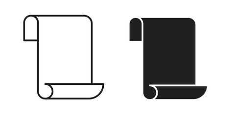 Scroll icon with editable stroke and flat vector pack