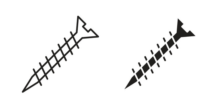 Screw icon with editable stroke and flat vector pack