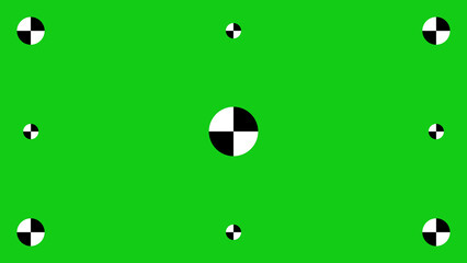 Green Screen Background With Circular Target Markers For Video Production And Chroma Keying