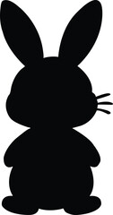 Cute cartoon rabbit silhouette black icon illustration graphic