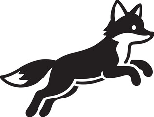 Stylized jumping fox silhouette vector illustration wildlife