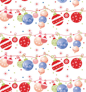 Christmas baubles seamless pattern, abstract beautiful holiday season texture textile 