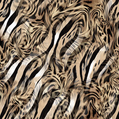 Mixed animal pattern, leopard and zebra texture, African animal pattern.