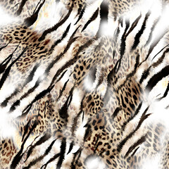 Mixed animal pattern, leopard and zebra texture, African animal pattern.