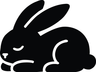 Cute sleeping rabbit animal silhouette simple graphic design