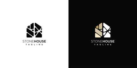 Stone house logo design vector icon illustration.	
