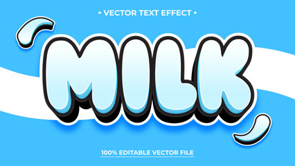 Playful Milk Editable Text Effect Design with Blue and White Background Vector File
