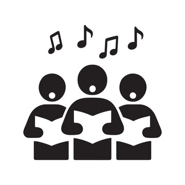 Choir singing from songbooks silhouette, a vector icon for church, music, and concerts, isolated on a white background