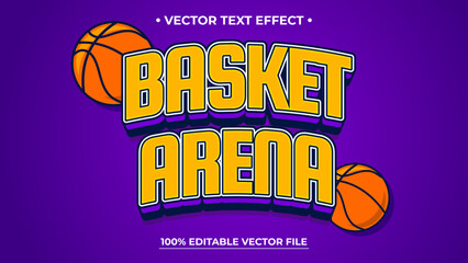 Basketball Arena Vector Text Effect with Balls on Purple Background