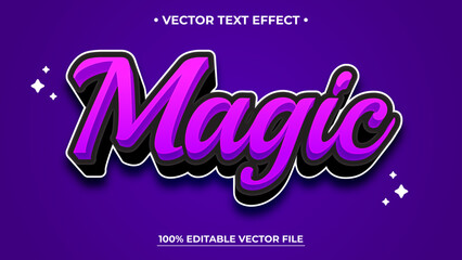 Magic Editable text effect with purple gradient and black shadow on a purple background