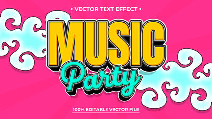 Vibrant Music Party Editable Text Effect Design with Pink Background and Decorative Elements