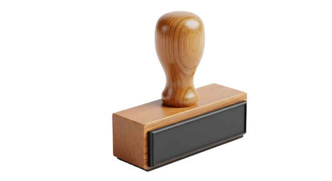 Wooden rubber stamp isolated on white background