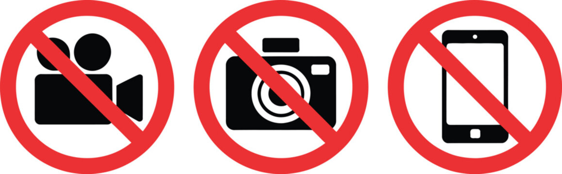 Prohibited Items No Video, No Photos, No Cell Phones - Security Warning Signs
