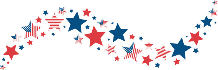 Obraz premium Festive Star Swirl A Patriotic Wave of Red, White, and Blue for American Celebrations