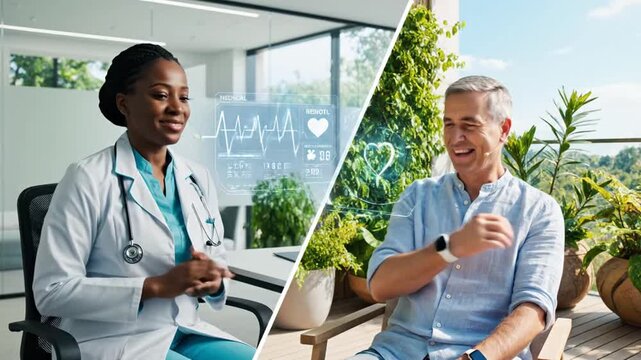 Telemedicine Consultation: Doctor and Patient Discussing Health Data