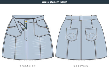 Girls Denim Skirt Vector Design