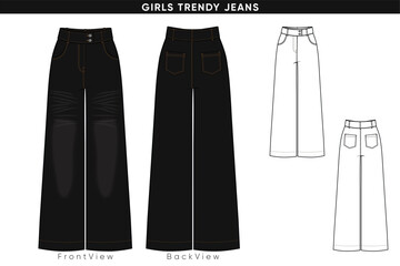 Girls Trendy Black Jeans