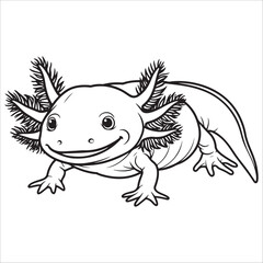 Obraz premium Stylized axolotl silhouette vector illustration, cute amphibian salamander icon art unique amphibian