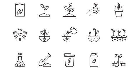 Discover the beauty of new beginnings with this sprouting seedlings line art, perfect for a modern environmental sustainability campaign or gardening guide