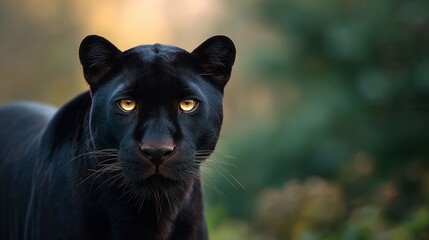 Mysterious Black Panther with Glowing Eyes in Low-Resolution Shot Capturing Unique Beauty