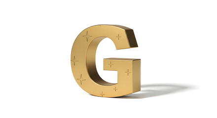 Matte gold Christmas letter G isolated on white.
