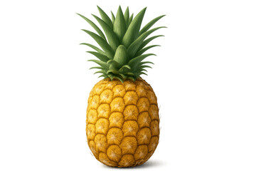 Fototapeta premium Pineapple fruit, whole tropical food, fresh ripe yellow produce, healthy eating and sweet snack on transparent background
