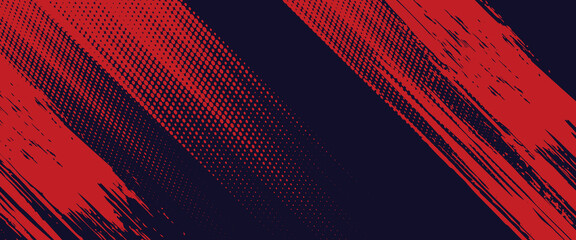 Fototapeta premium Halftone dots red and blue color pattern gradient grunge texture background. Dot pop art comic sport style vector illustration, abstract illustration