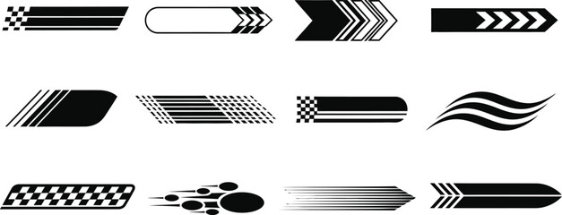 Collection of diverse tire tracks and speed streaks for automotive and racing themes © Graphic Plenty