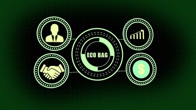 Eco bag business concept with financial and partnership icons sustainable environment