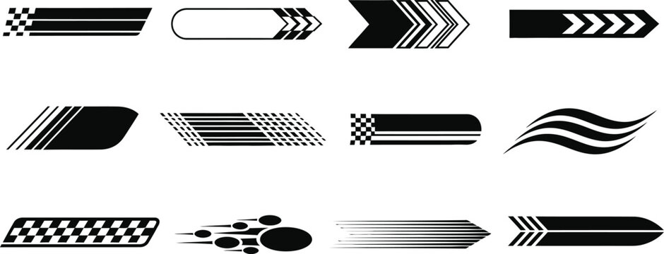 Collection of diverse tire tracks and speed streaks for automotive and racing themes