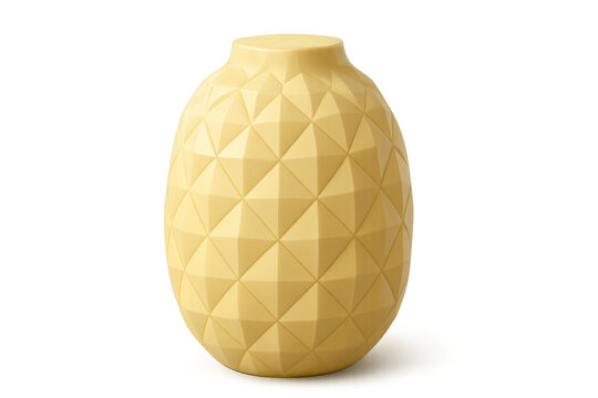 White chocolate easter egg with faceted pineapple design standing on a transparent background, sweet seasonal holiday treat
