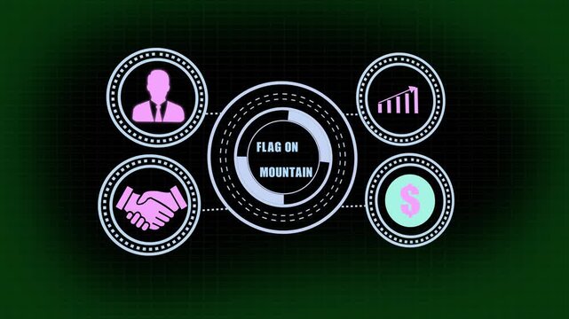 Business Goal Achievement Infographic with Icons for Success and Finance Keywords: infographic, business, finance, goals, success, achievement, strategy, profit, investment, partnership, handshake