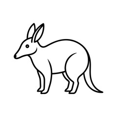 Aardvark Outline Line Art Vector Illustration