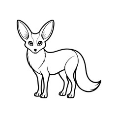 Fennec Fox Outline Line Art Vector Design