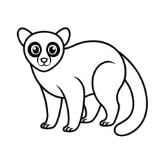 Slow Loris Outline Line Art Vector Illustration
