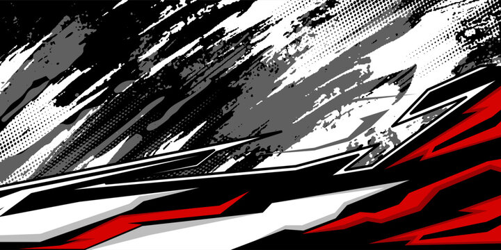 Car decal design vector. Graphic abstract stripe racing background kit designs for wrap vehicle, race car, rally, adventure and livery
