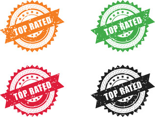 Top Rated Badge &ndash; Quality Rating Stamp Seal, Vintage Grunge Vector EPS