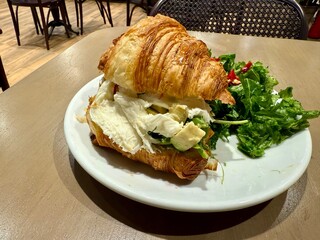 Croissants with mozarella cheese and tomatoes in caprese style