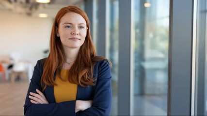 Confident businesswoman portrait in office space professional woman leadership success mindset and career goals