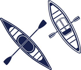 Two Blue Kayaks with Paddles on a White Background canoe boat