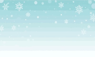  template of a serene winter sky with a flat design aesthetic, featuring soft, white snowflakes gently falling from a pale blue sky with a subtle gradient