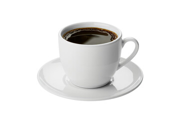 Obraz premium Freshly brewed coffee in a modern white cup, inviting aroma and warm comfort, perfect for morning motivation and energy boost, ideal for cafe menus