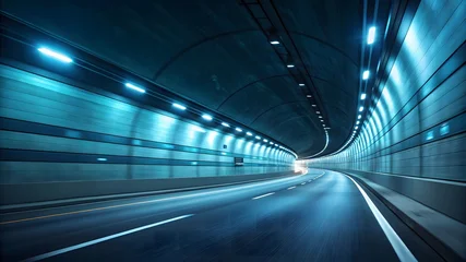 Poster de jardin Tunnel Experience the adrenaline rush of high-speed travel through a vibrant tunnel, perfect for conveying momentum, technology, and modern infrastructure projects  © Siam